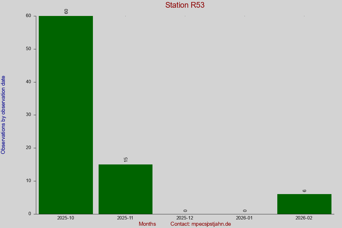 Observation totals by observation interval for station R53