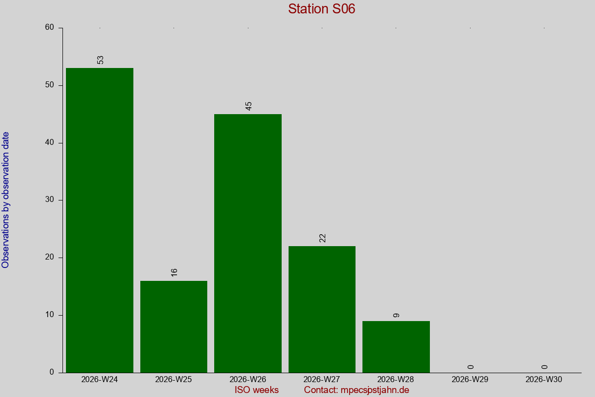 Observation totals by observation interval for station S06